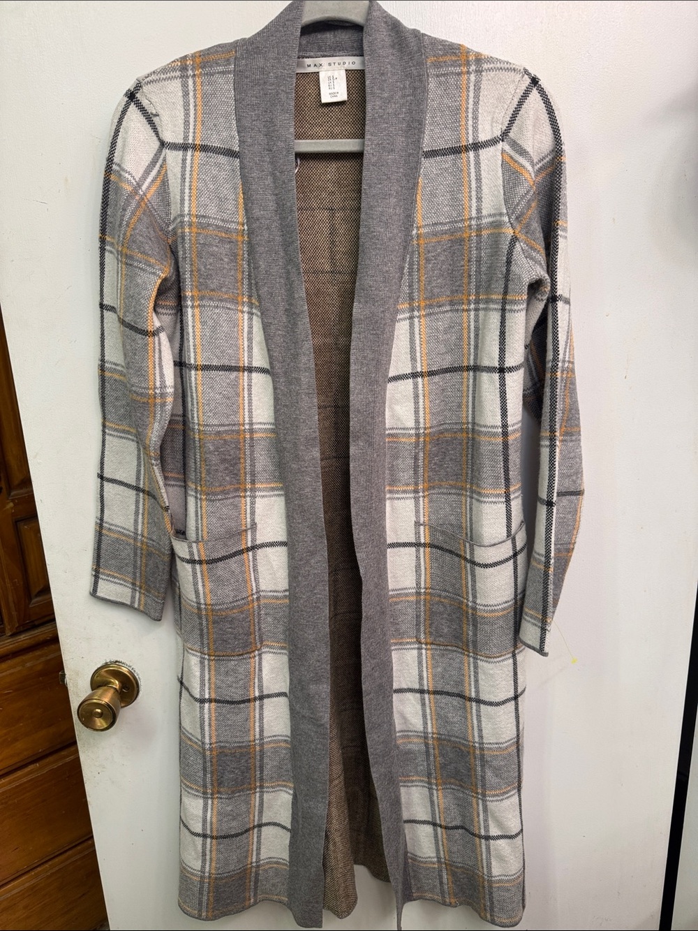 Max Studio Gray and Brown Textured Knit Top